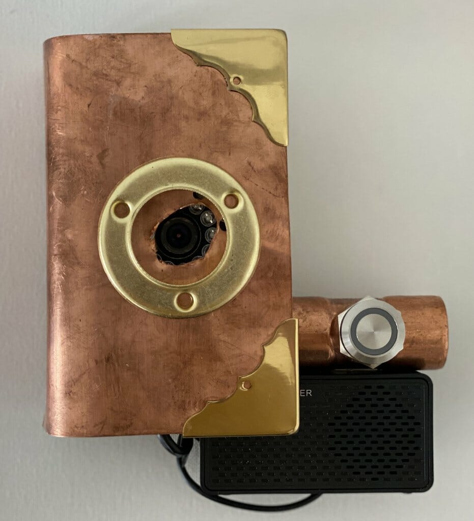steampunk themed raspberry pi doorbell assembled